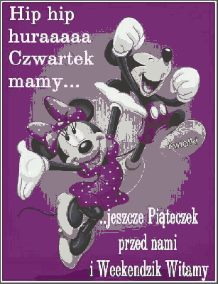 Myszka Miki cieszy się z czwartku